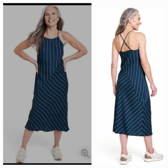 Rowing Blazer Slip Diagonal Stripe Midi Slip Dress Vacation Cocktail Target - Picture 9 of 10